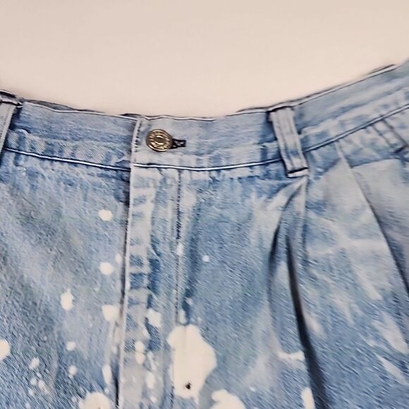 VTG Ralph Lauren Country Pleated Front Distressed Denim Jeans Shorts Size 12 Y2K - Picture 5 of 12
